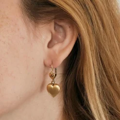 Paire de boucles d'oreilles coeur or jaune