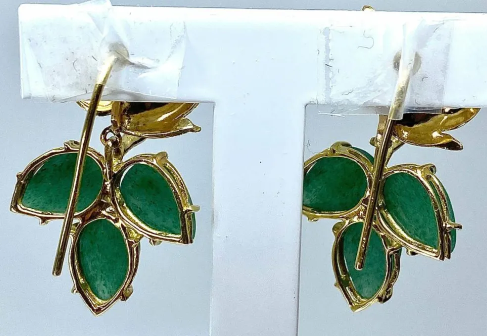 Paire de boucles d’oreilles Or jaune Aventurines