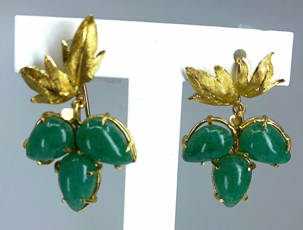 Paire de boucles d’oreilles Or jaune Aventurines