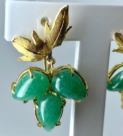 Paire de boucles d’oreilles Or jaune Aventurines