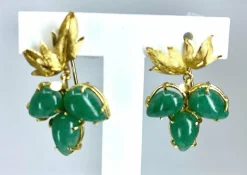 Paire de boucles d’oreilles Or jaune Aventurines