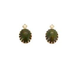 Paire de boucles opales et diamants