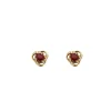 Paire de boutons d'oreilles en or jaune serties de 2 rubis et diamants
