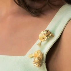Paire de Broches Castors en or