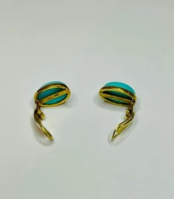 Paire de clip d'oreilles, or jaune, vers 1950