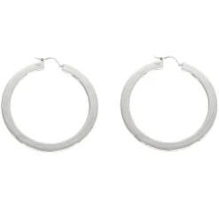 Paire de créole contemporaine en or gris