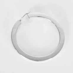 Paire de créole contemporaine en or gris