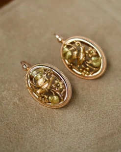 Paire de Dormeuses Ancienne Grand Modèle en Or Rose