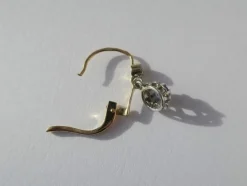 Paire de dormeuses trembleuses or bicolore saphir
