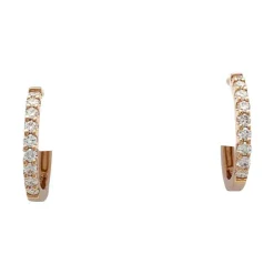 Paire de petites créoles en or rose, diamants.