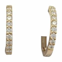 Paire de petites créoles en or jaune, diamants.