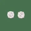 Paire de puces diamant sur or gris 4 griffes
