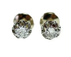 Paire de Puces d'Oreilles Anciennes Or blanc Diamants