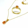 Parure 2 pièces en or jaune, diamants et citrines
