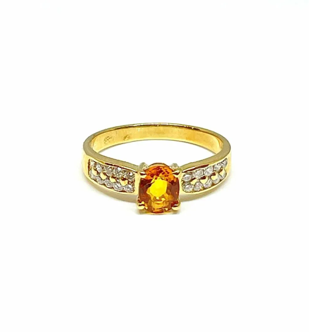 Parure 2 pièces en or jaune, diamants et citrines
