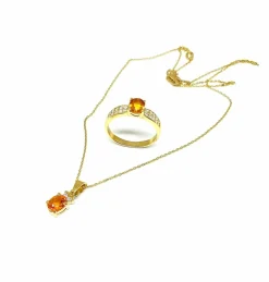 Parure 2 pièces en or jaune, diamants et citrines