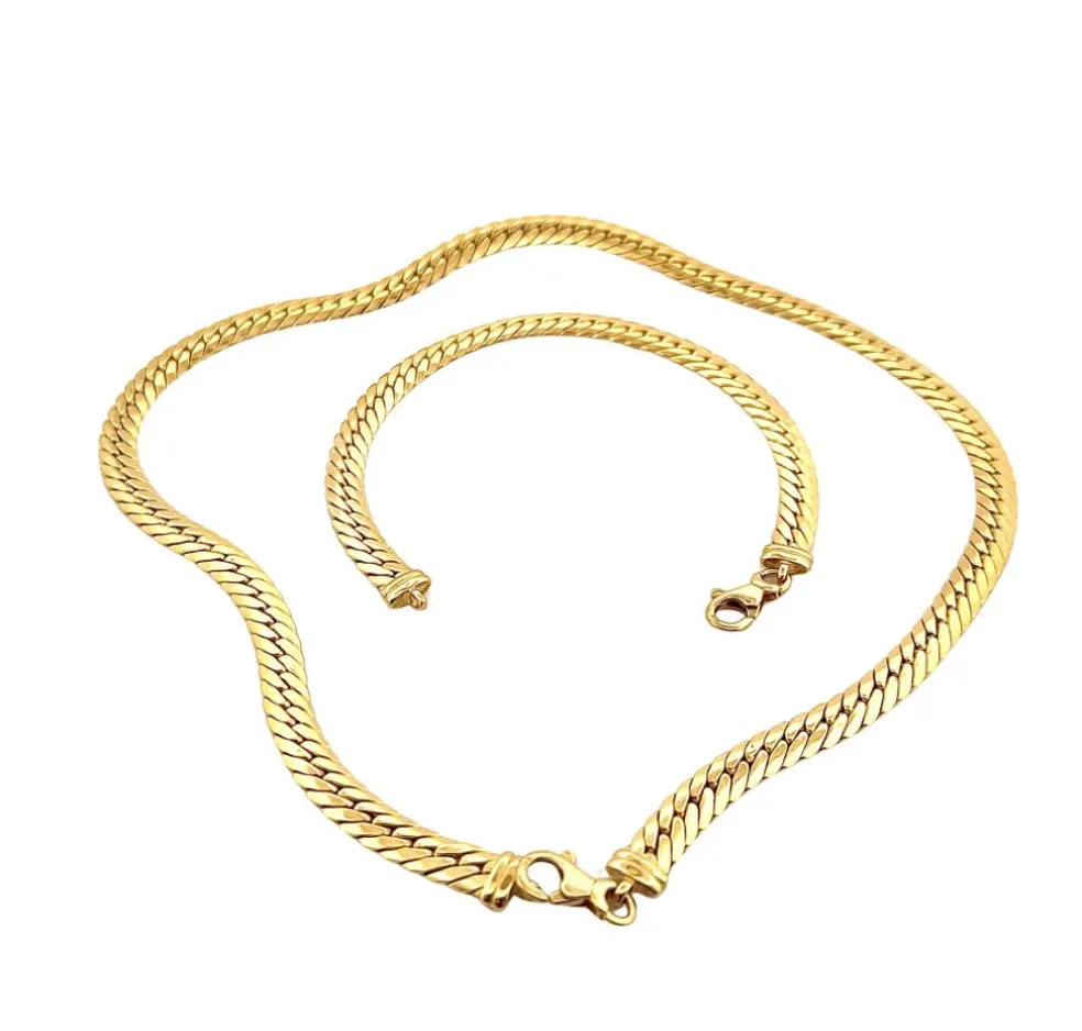 Parure 2 pièces maille anglaise en or jaune