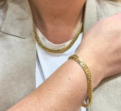 Parure 2 pièces maille anglaise en or jaune