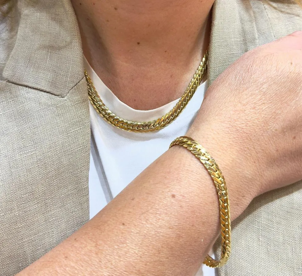 Parure 2 pièces maille anglaise en or jaune