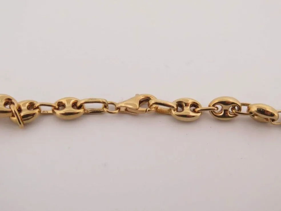 parure collier + boucles d'oreilles maille grain de cafe or 18k