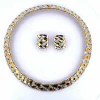PARURE COLLIER ET BOUCLES D'OREILLES - OR BLANC ET JAUNE 18 KT