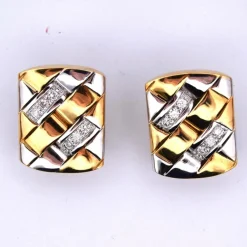 PARURE COLLIER ET BOUCLES D'OREILLES - OR BLANC ET JAUNE 18 KT