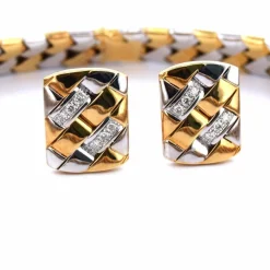 PARURE COLLIER ET BOUCLES D'OREILLES - OR BLANC ET JAUNE 18 KT