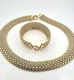 Parure deux pièces collier et bracelet 3 ors