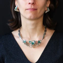 Parure en argent et malachite