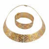 Parure or 3 couleurs , collier ruban et bracelet