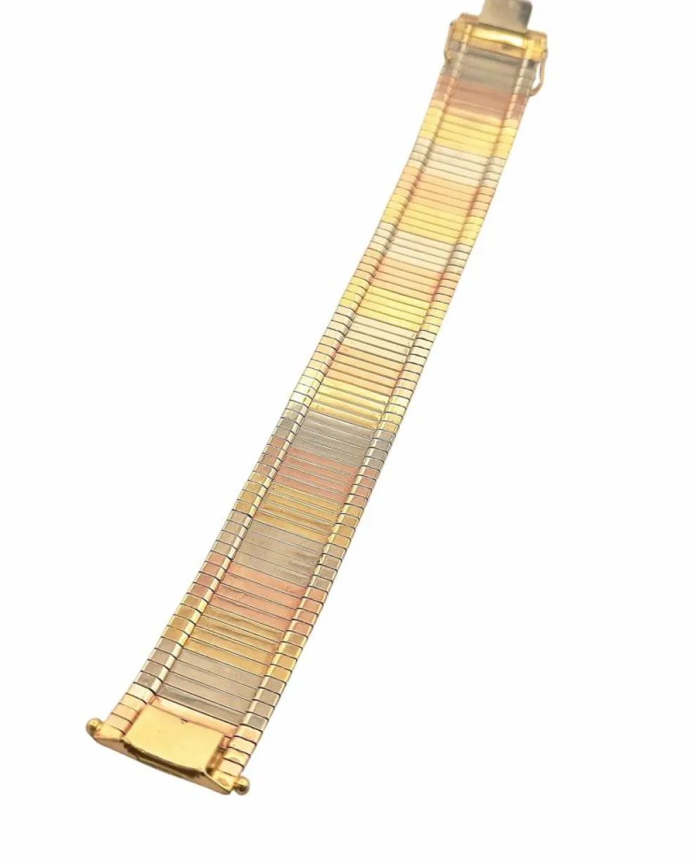 Parure or 3 couleurs , collier ruban et bracelet