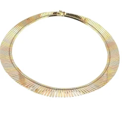 Parure or 3 couleurs , collier ruban et bracelet