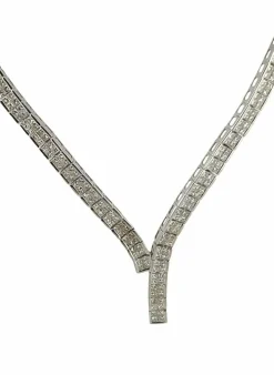 Parure or blanc Collier rivière de diamants et Boucles d’oreilles