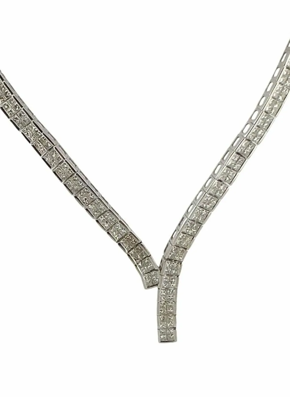 Parure or blanc Collier rivière de diamants et Boucles d’oreilles
