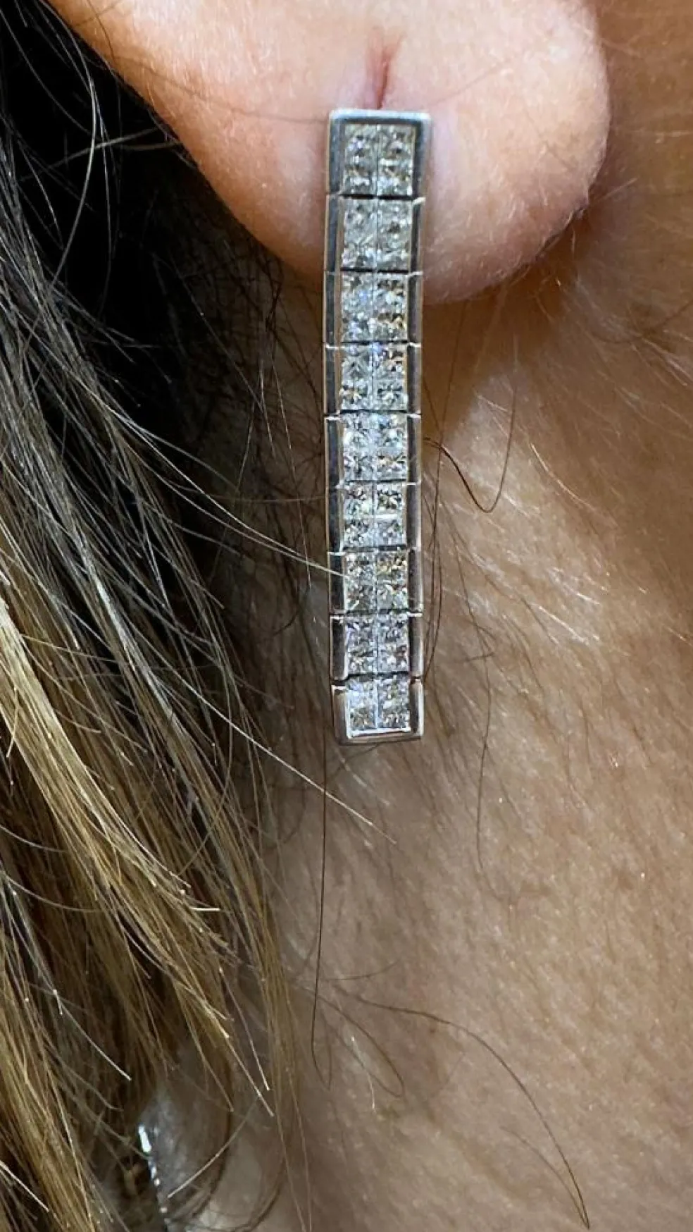 Parure or blanc Collier rivière de diamants et Boucles d’oreilles