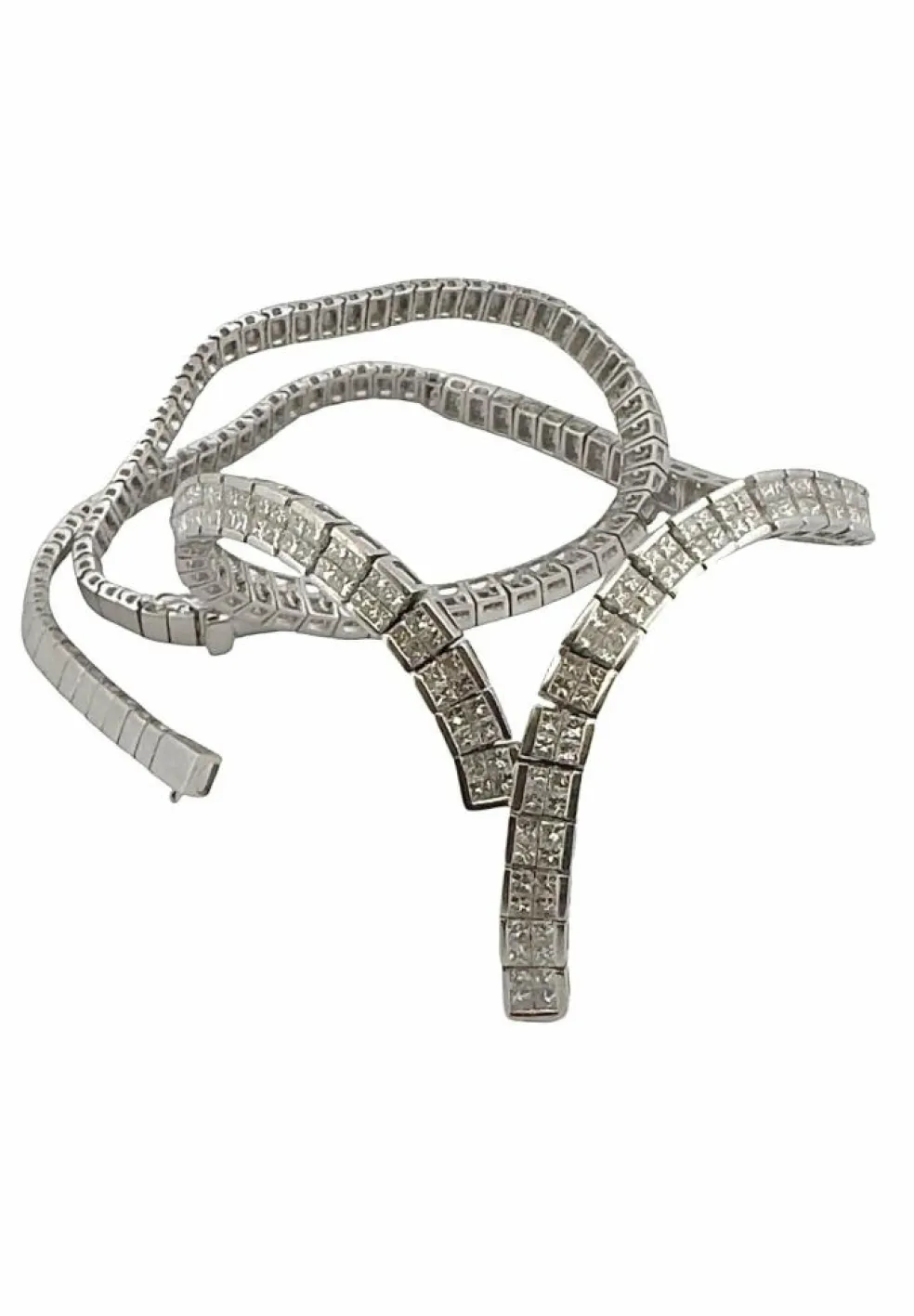 Parure or blanc Collier rivière de diamants et Boucles d’oreilles