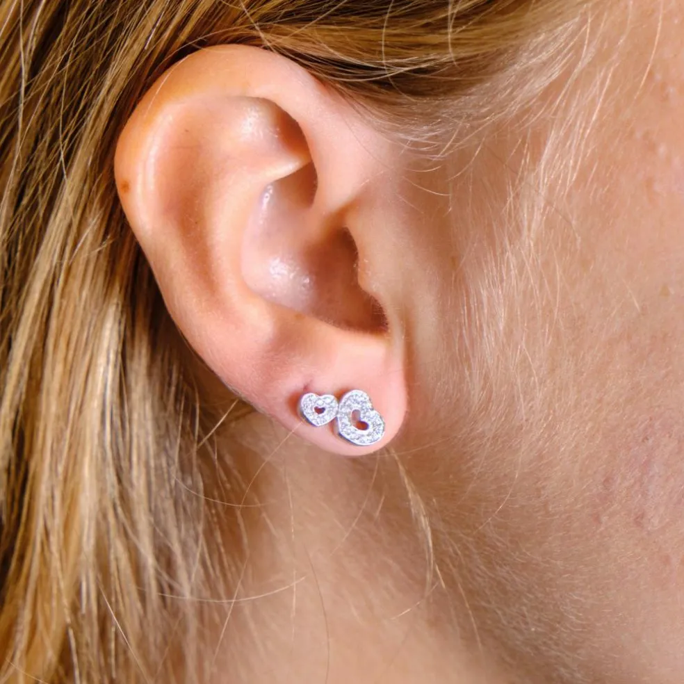 Pasquale Bruni - Boucles d'oreilles double cœurs diamants