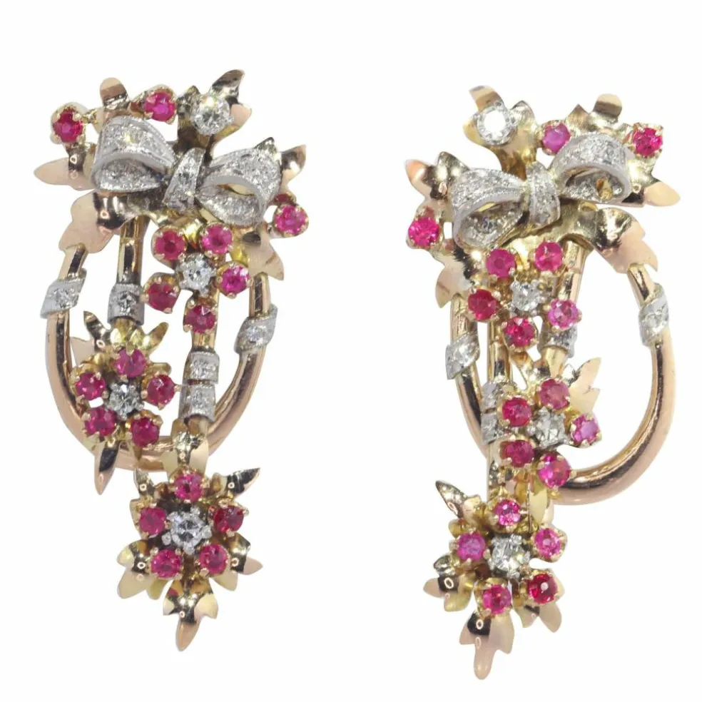 Pendantes, diamants et rubis
