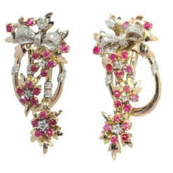 Pendantes, diamants et rubis