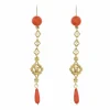 Pendants d'oreilles anciens corail et or