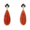 Pendants d'oreilles corail onyx et diamants