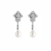 Pendants d'oreilles diamants et perle
