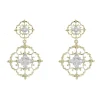 Pendants d'oreilles diamants ors jaune et blanc arabesques