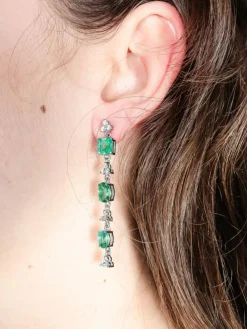 Pendants d'oreilles Emeraudes Diamants