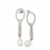 Pendants d'oreilles en or blanc, diamants et perles de culture