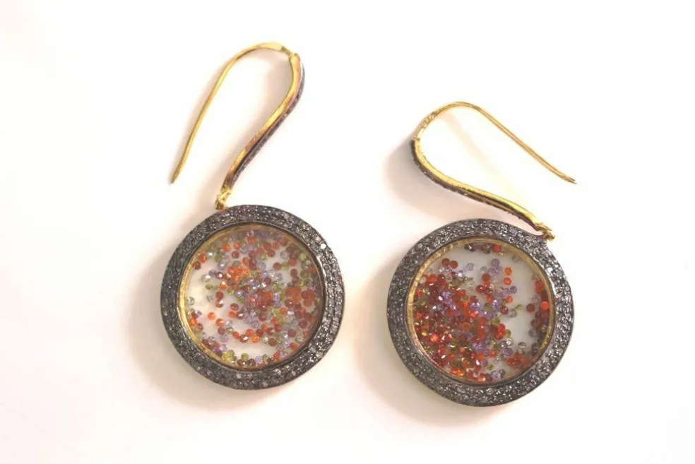 Pendants d'Oreilles en Vermeil et Saphirs