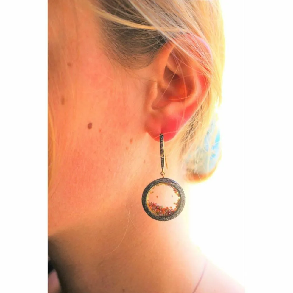 Pendants d'Oreilles en Vermeil et Saphirs