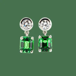 Pendants d'oreilles grenat tsavorite