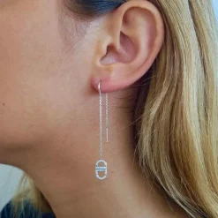 Pendants d'oreilles liens diamants or blanc