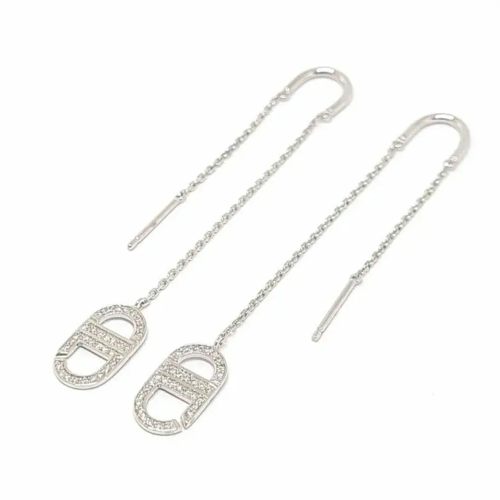Pendants d'oreilles liens diamants or blanc